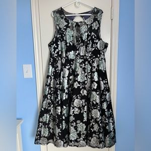 Torrid Retro Chic Floral Illusion Midi Skater Dress